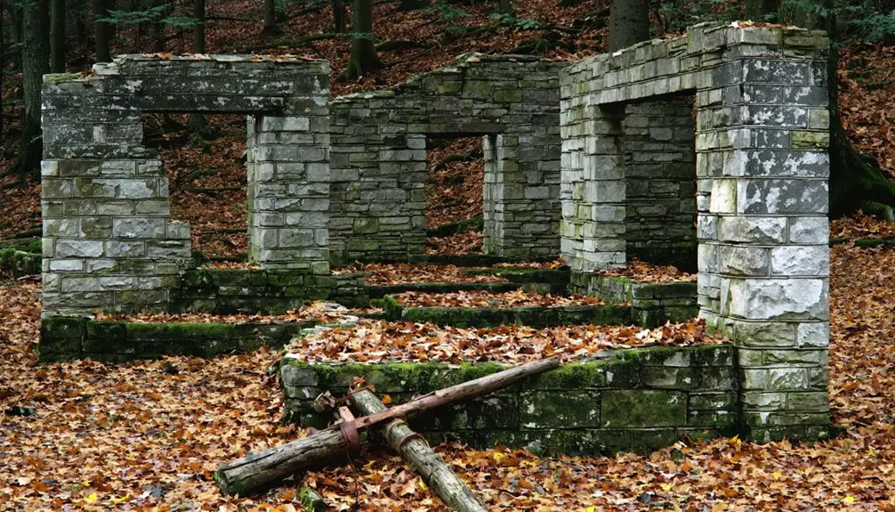 colonial ruins in forest