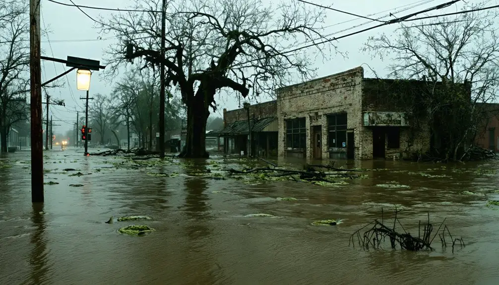 submerged ghost town remnants