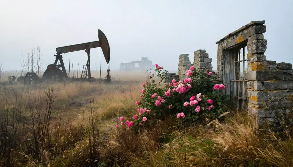 abandoned oil boomtown ruins