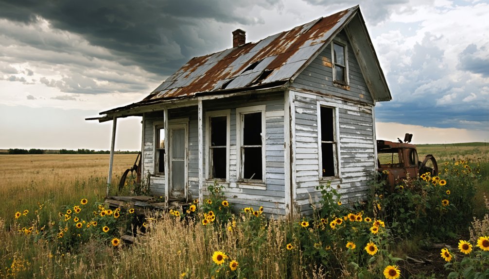 abandoned buildings weathered roads