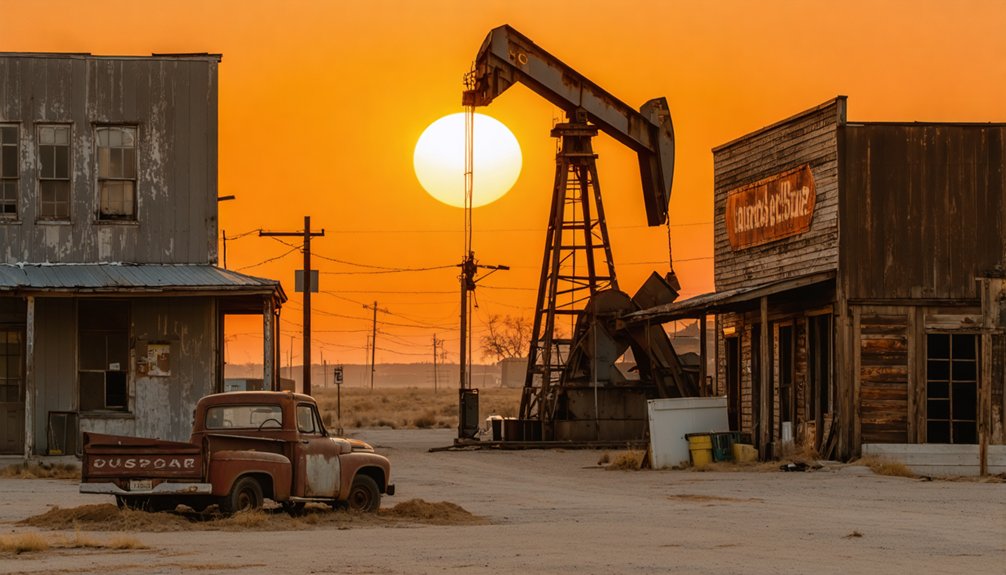 abandoned oil town ruins
