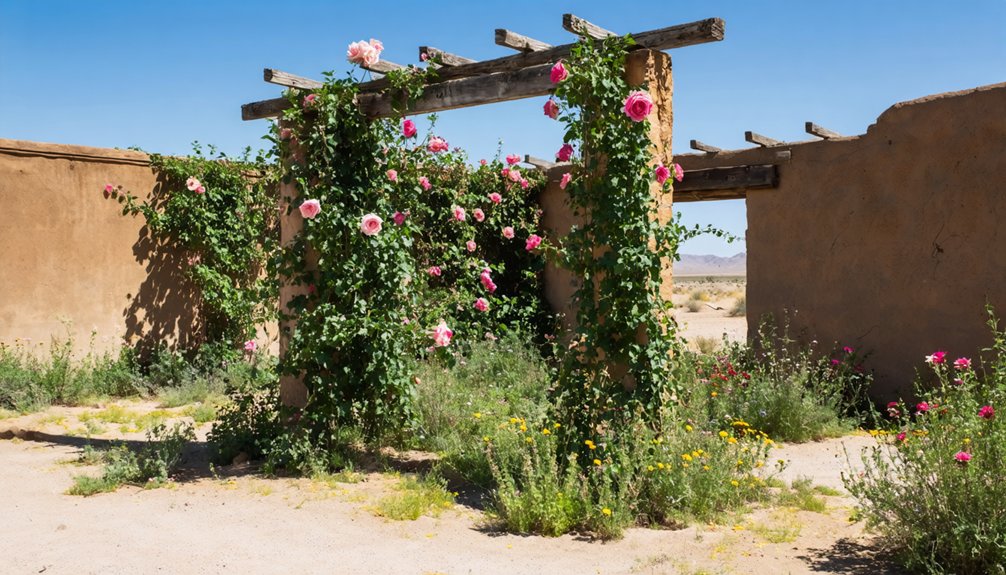 desert oasis with roses