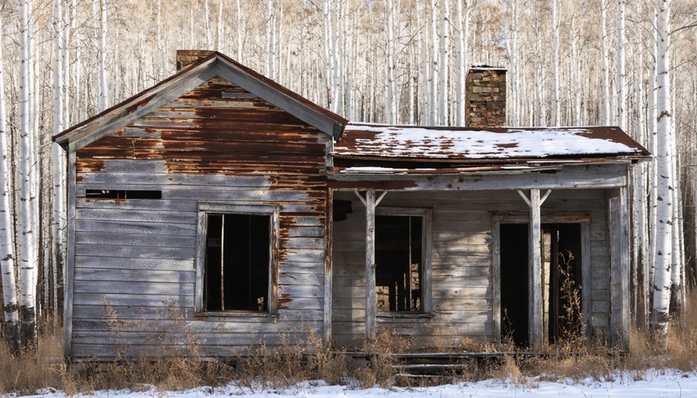 weathered structures in wilderness