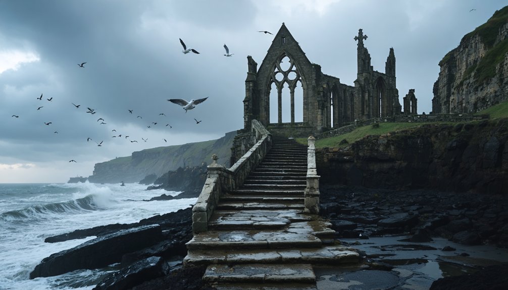 haunted abbey and coastline