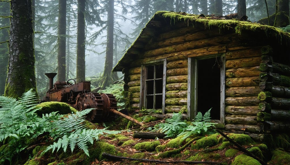moss covered industrial ghost town