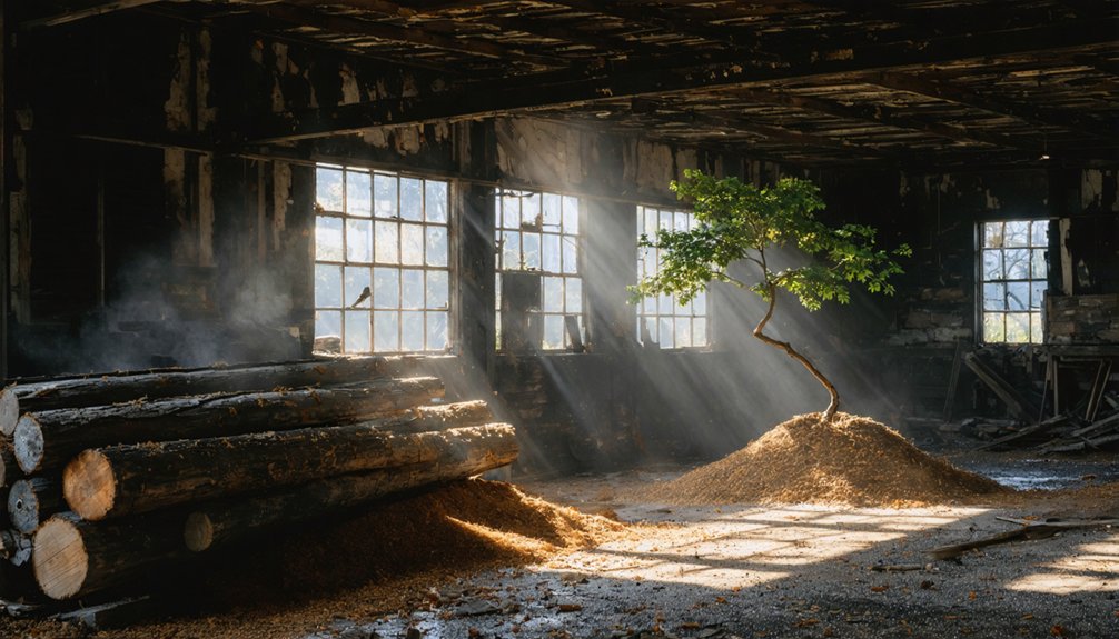 nature reclaims industrial remnants