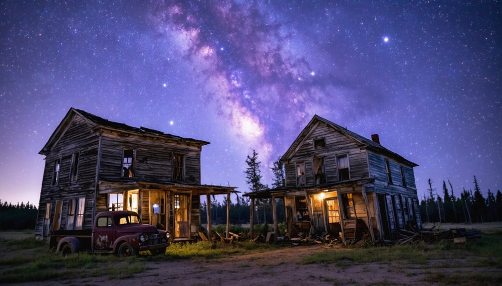 starlit ruins by shoreline