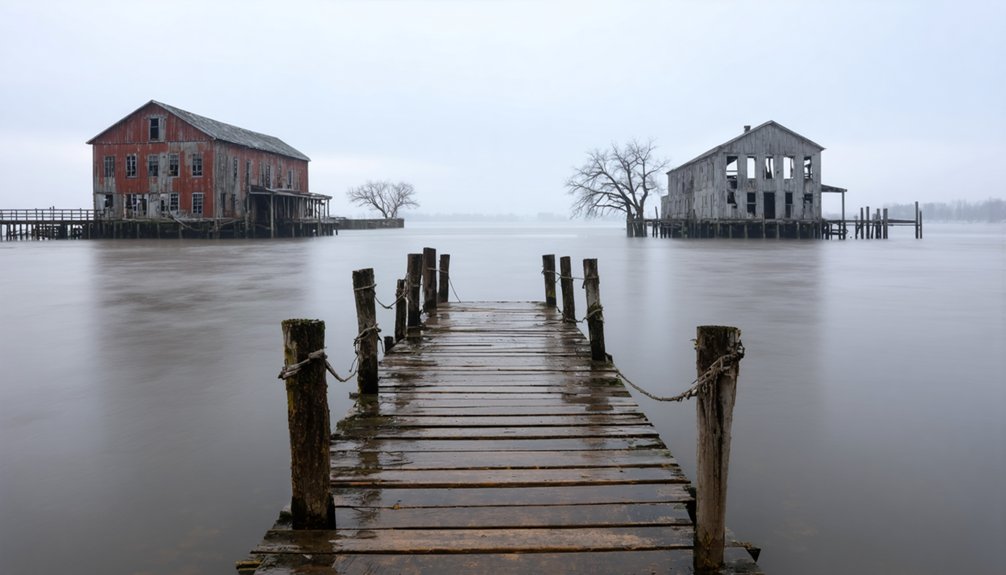 flooded historic river settlement