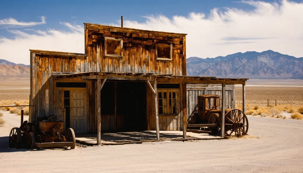 ghost town with preserved buildings