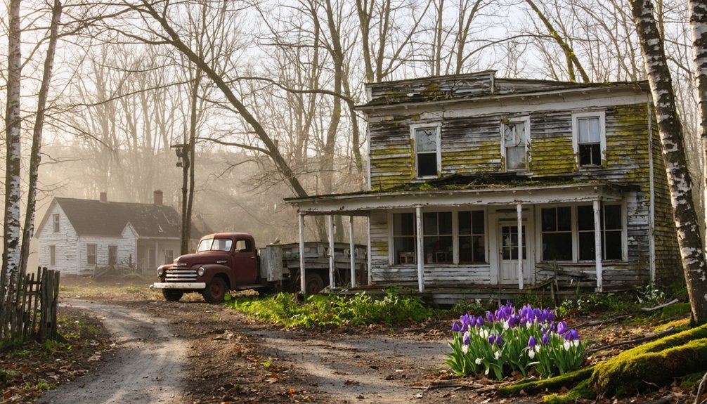 muddy roads and abandoned foundations