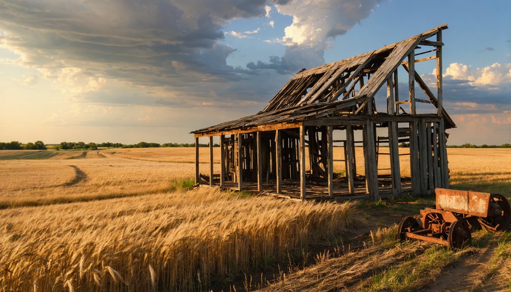 ruined industrial prairie landscape