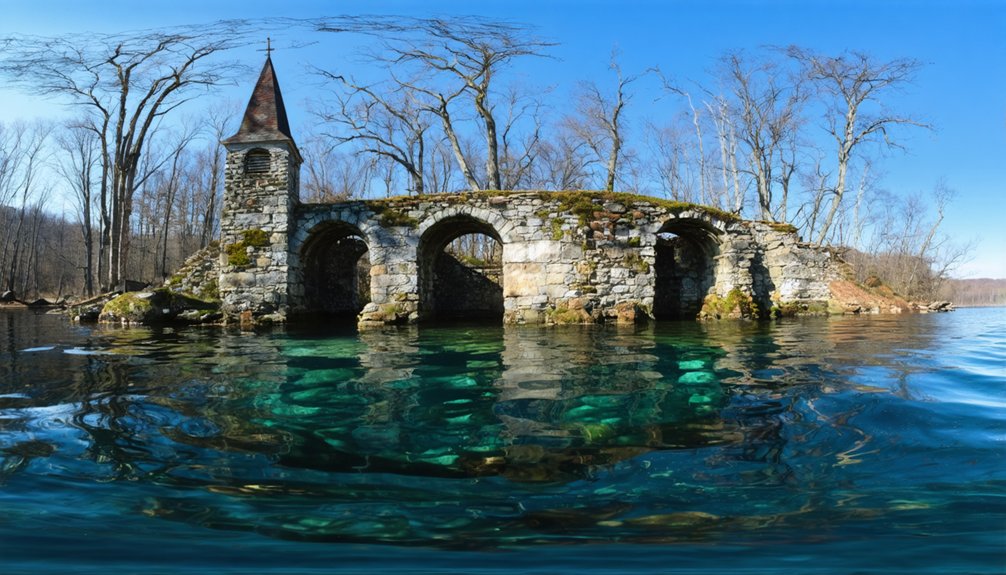 submerged town beneath ice