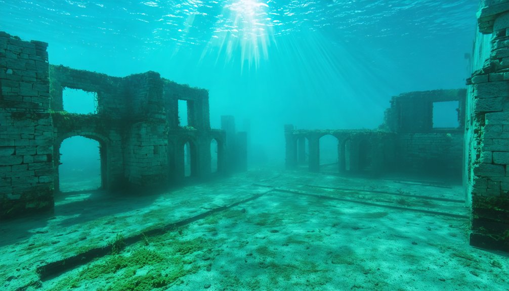 submerged town beneath lake buchanan