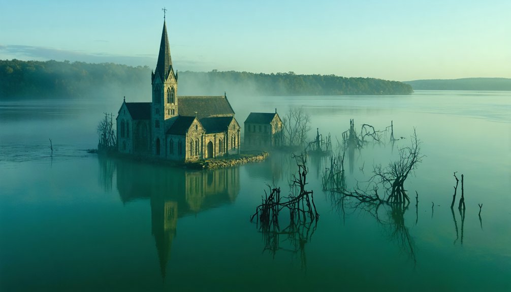 village submerged beneath reservoir