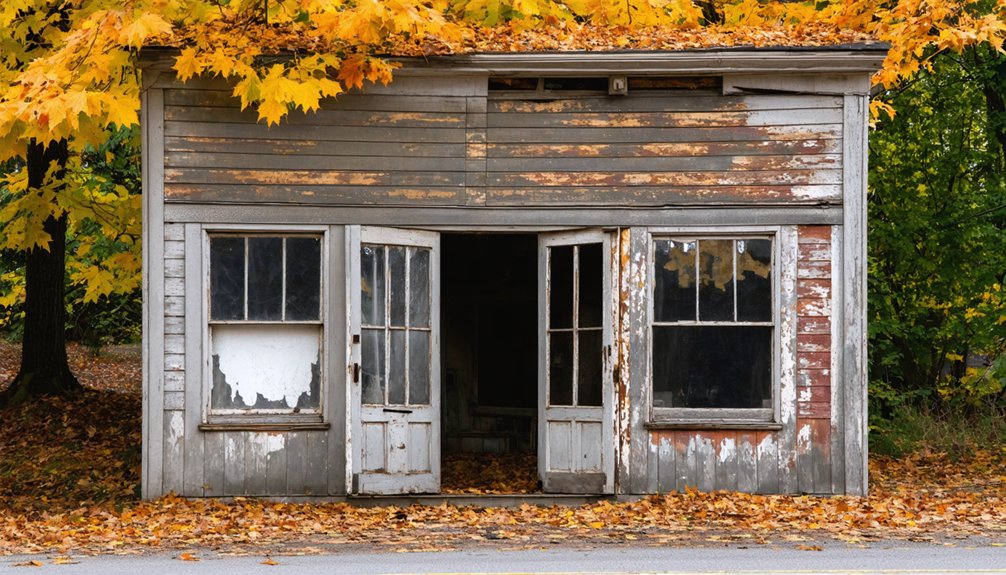abandoned towns and autumn leaves