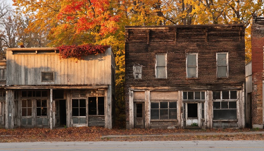 abandoned towns with autumn