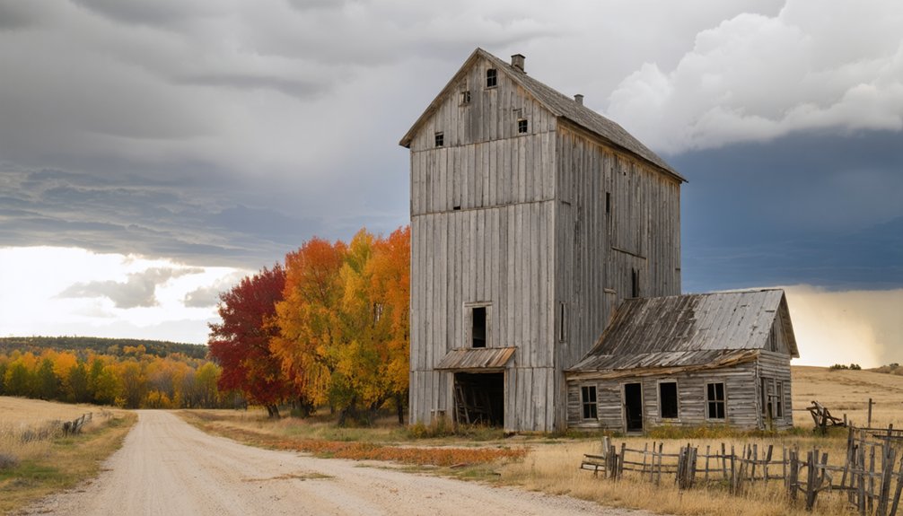 abandoned towns with autumn foliage
