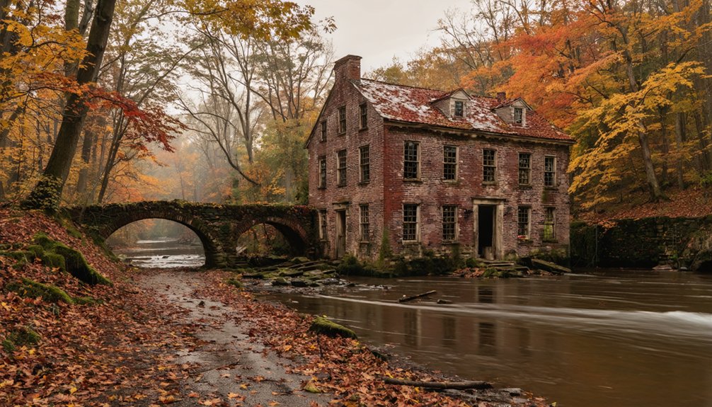 abandoned towns with autumn leaves