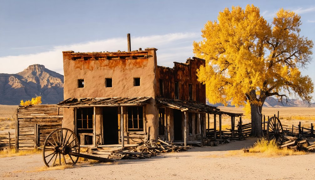 abandoned towns with autumn leaves