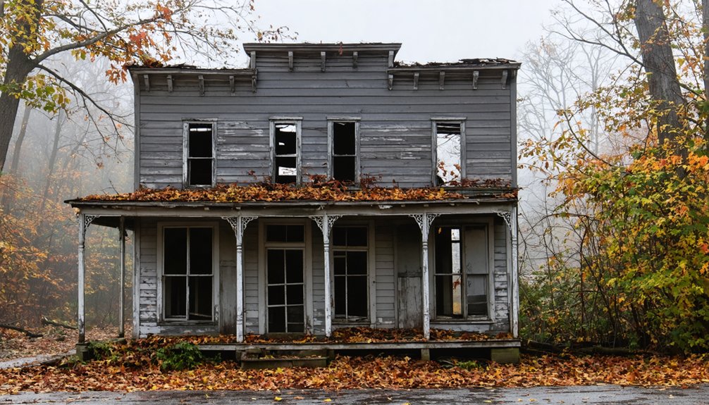 abandoned towns with colorful leaves