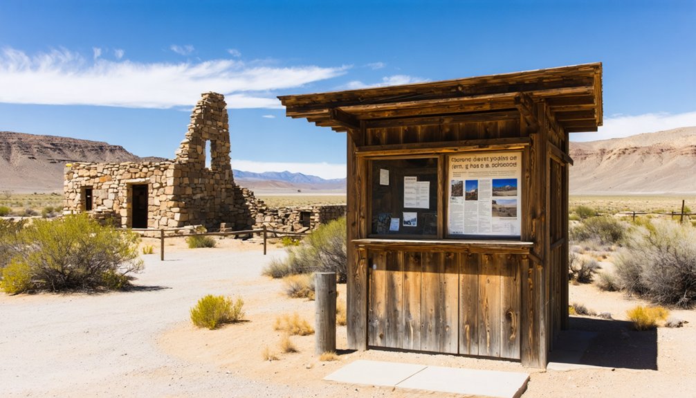 ghost town ruins and sculptures