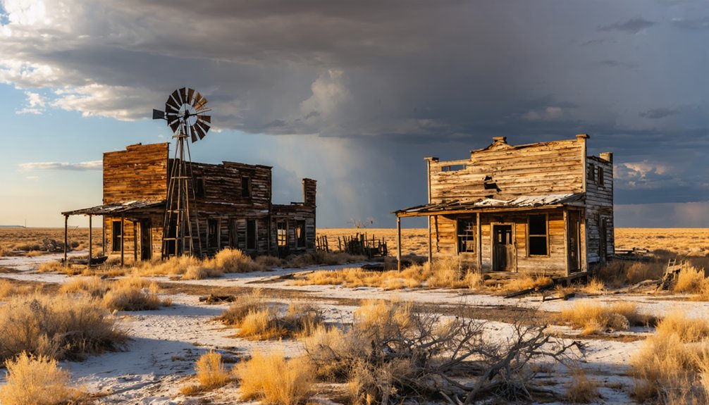 ghost town with wolves