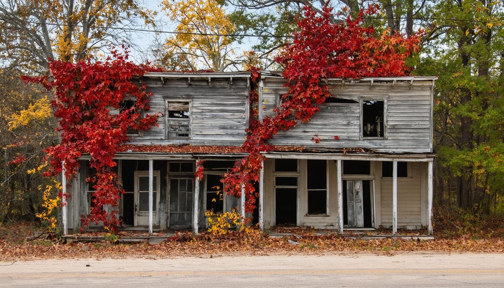 ghost towns amid autumn foliage