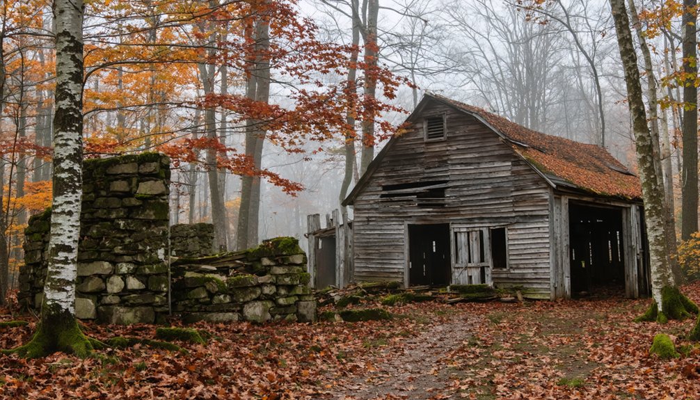 ghost towns amid vibrant foliage