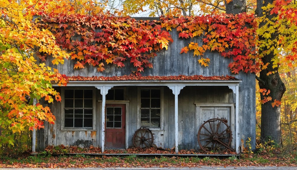 ghost towns with colorful foliage