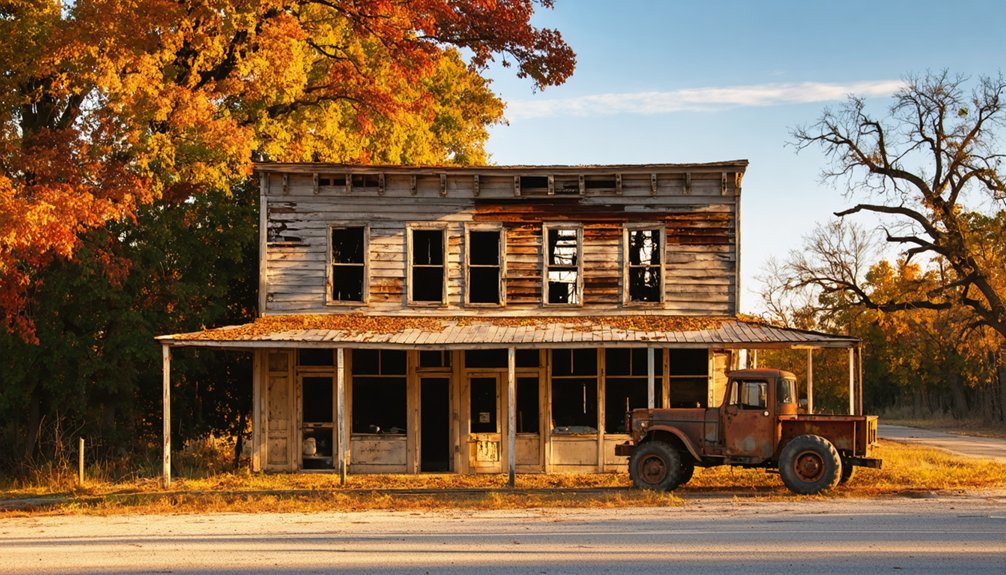 haunted fall colored ruins