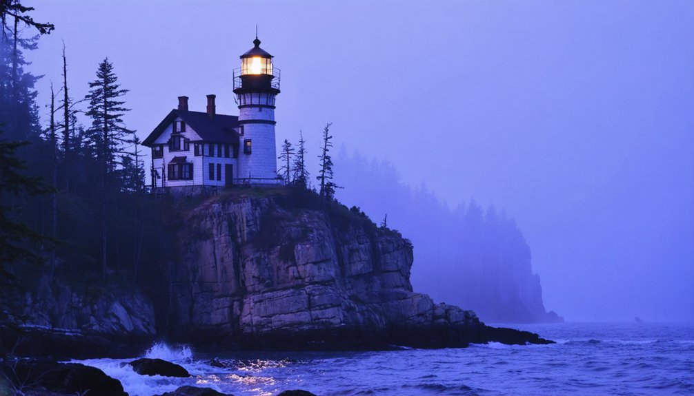 lakeside cabins near lighthouse