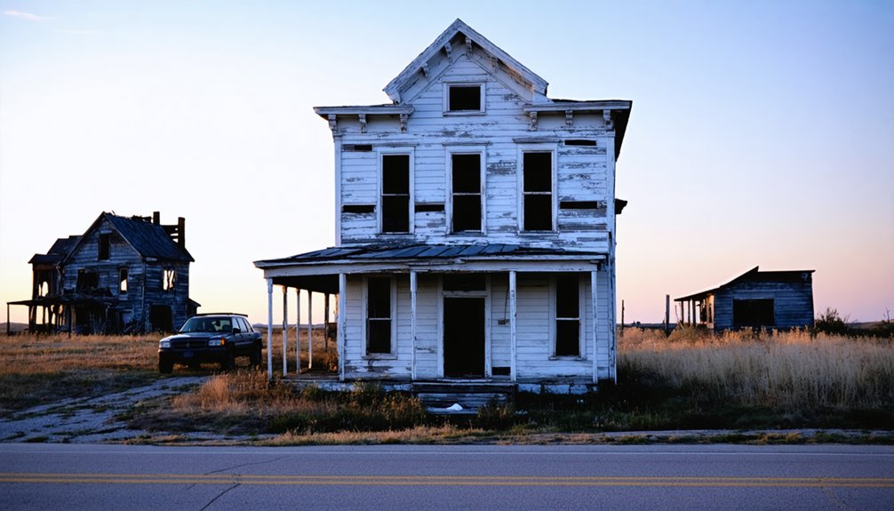 lakeside cabins over ruins