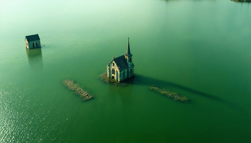 red rock historic submerged town
