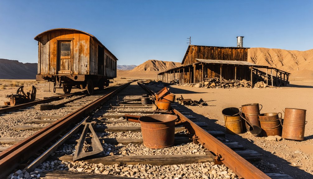 rusted mining relics in desert