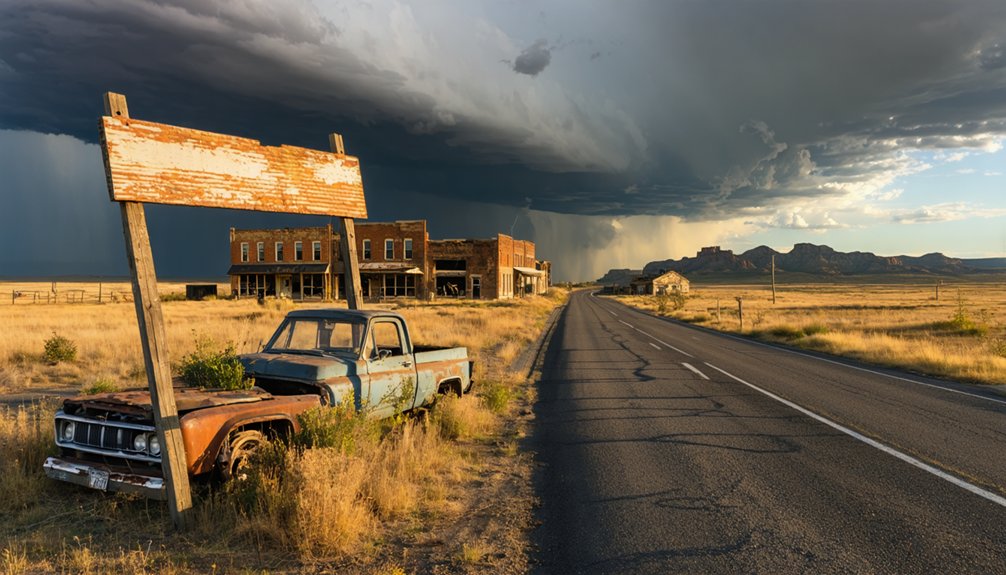windswept prairie ghost town decaying remnants