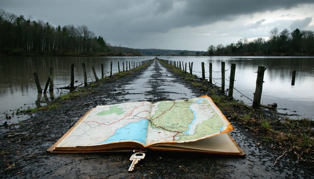 abandoned town submerged by reservoir construction