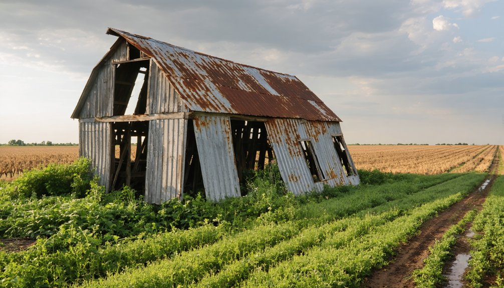 barn amidst agricultural silence