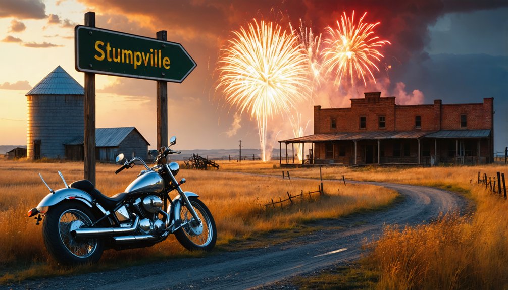 dazzling fireworks over rural stumptown