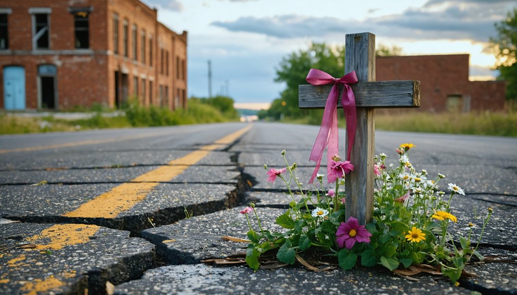 drowned community s somber roadside memorial