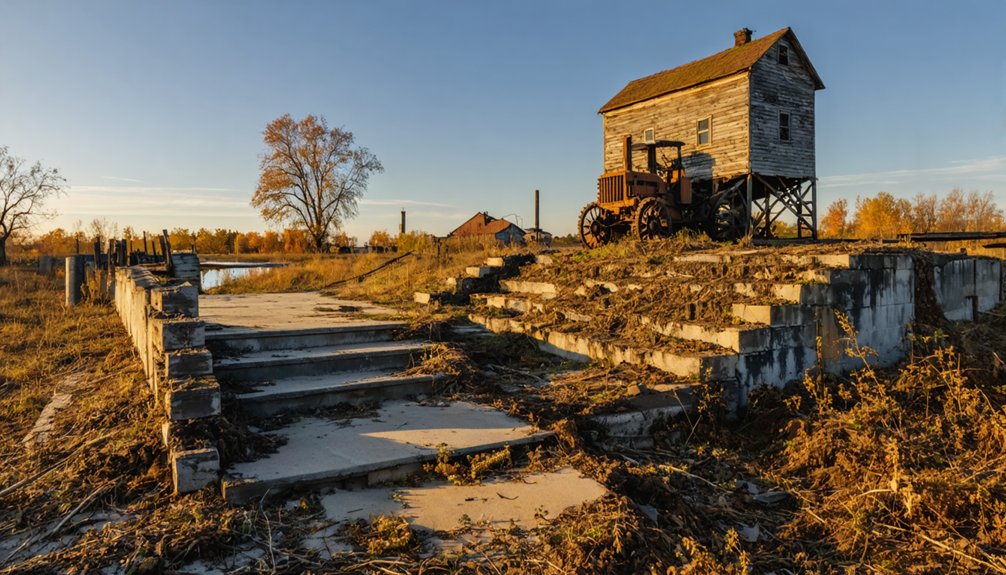 fading remnants of forgotten townsite