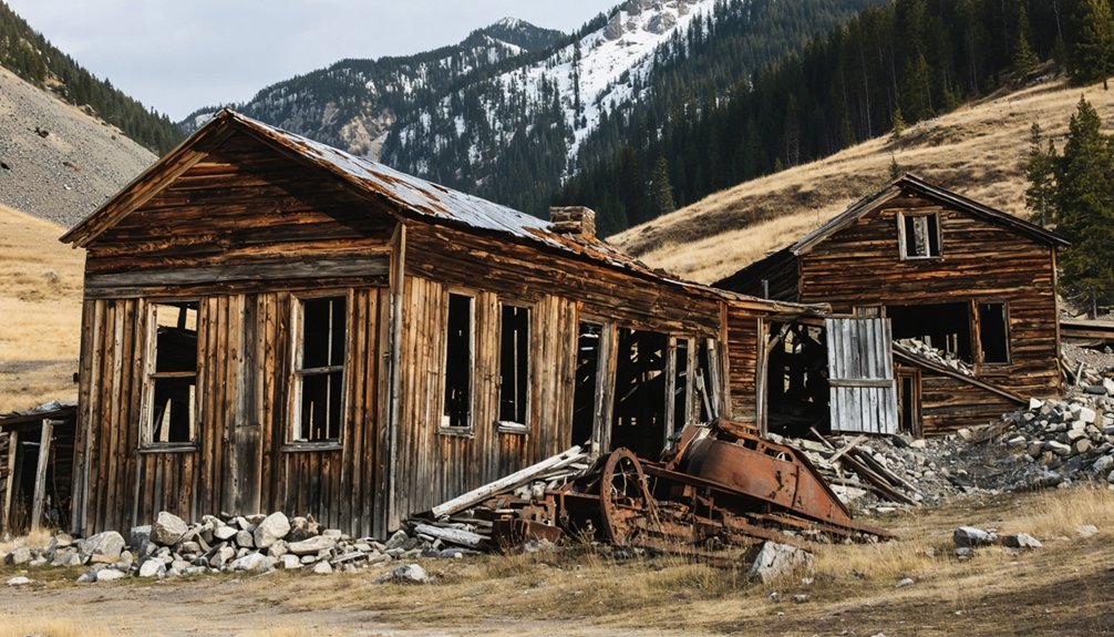 preserved buildings collapsed remains historic mill toxic tailings