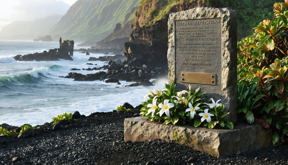 solemn memorial honoring laupahoehoe bay victims