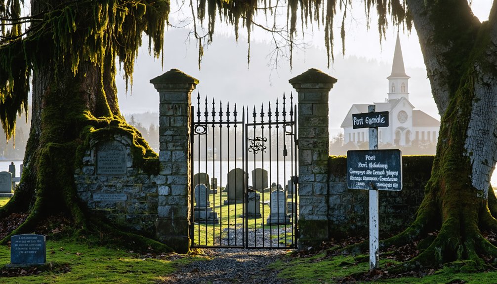 tranquil victorian graveyard overlooking glittering bay