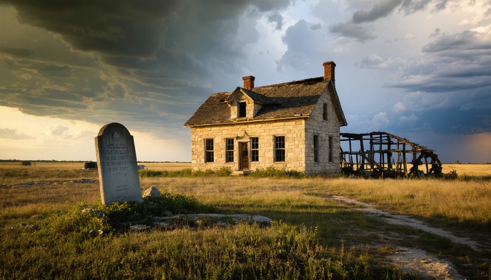 weathered cemetery crumbling schoolhouse forgotten structures