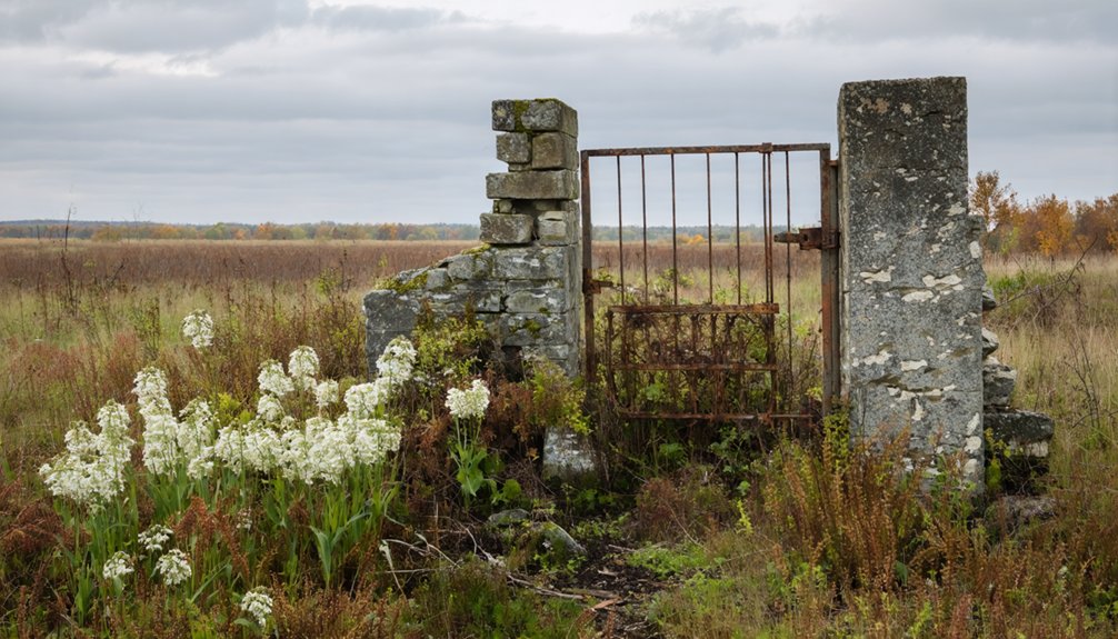 weathered foundations reclaimed nature vanished community