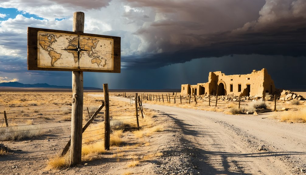 weathered ruins of frontier town
