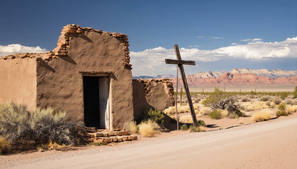 crumbling buildings and cross