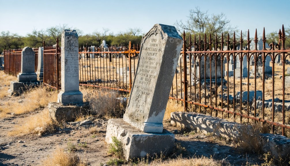 weathered cemetery with markers
