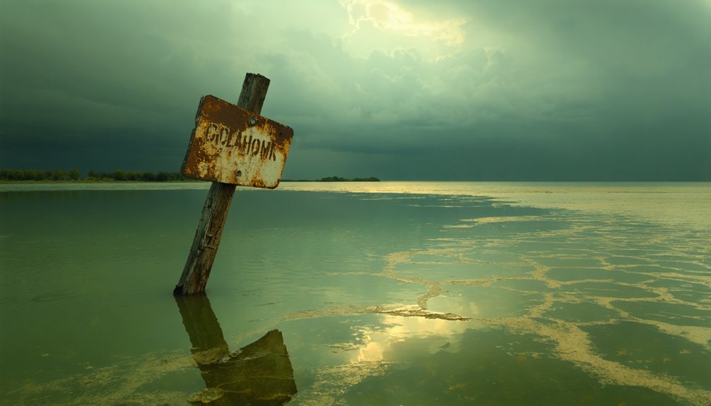 keystone town submerged beneath lake