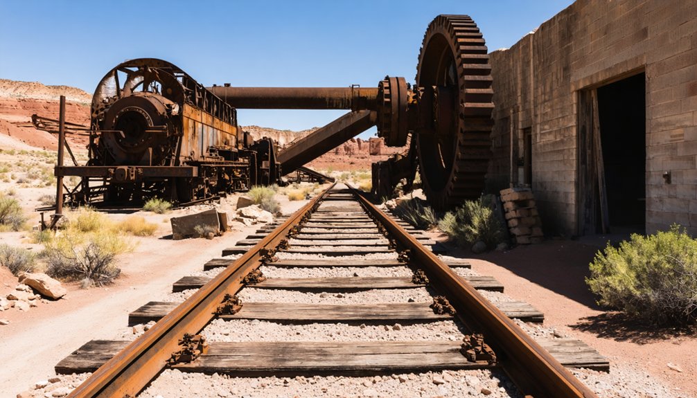 ore tracks and mine remnants